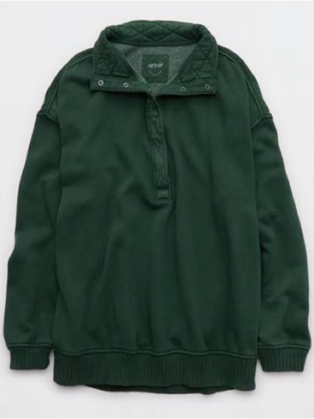 aerie Oh-Snap Oversized Forest Green Women's Half-Zip Sweatshirt size medium